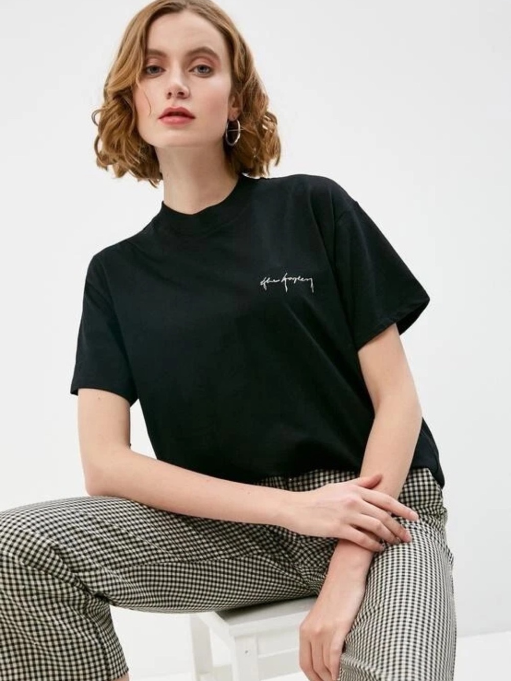 The Kooples Paris Embroidered Logo Tee Black Organic Cotton Size 3 M/L